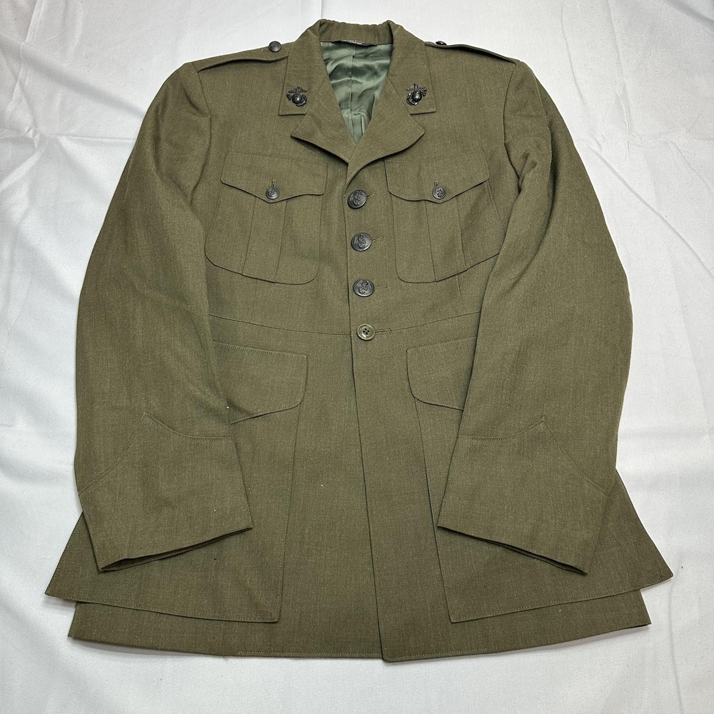 USMC Jacket Mens 39R Green Service Dress Alpha Coat USA The Marine Shop Suit